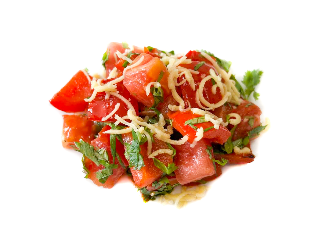 Салат из жареного болгарского перца с помидорами и сыром пармезан, 100г