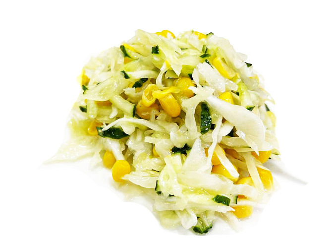 Салат из б/к капусты со свежими огурцами,кукурузой и маслом растительным,100г