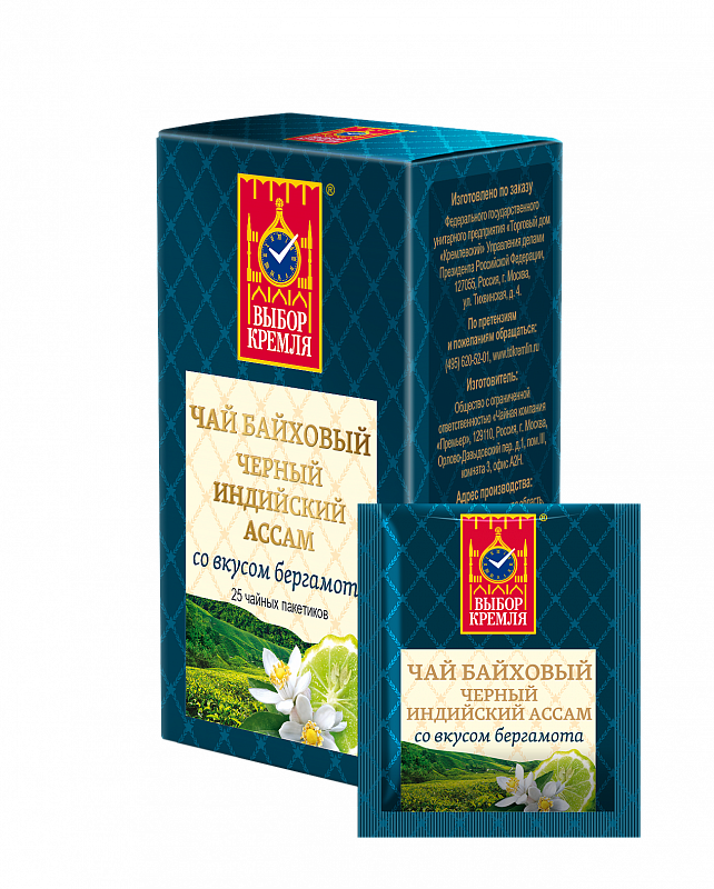 Чай байховый черный индийский АССАМ со вкусом бергамота, 25 чайных пакетика, 37,5 г