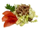 Салат из фасоли с пекинской капустой, томатами и горчичной заправкой, 100г